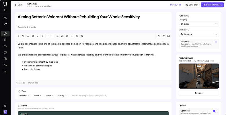 Placeholder image representing article writing and the publishing workflow