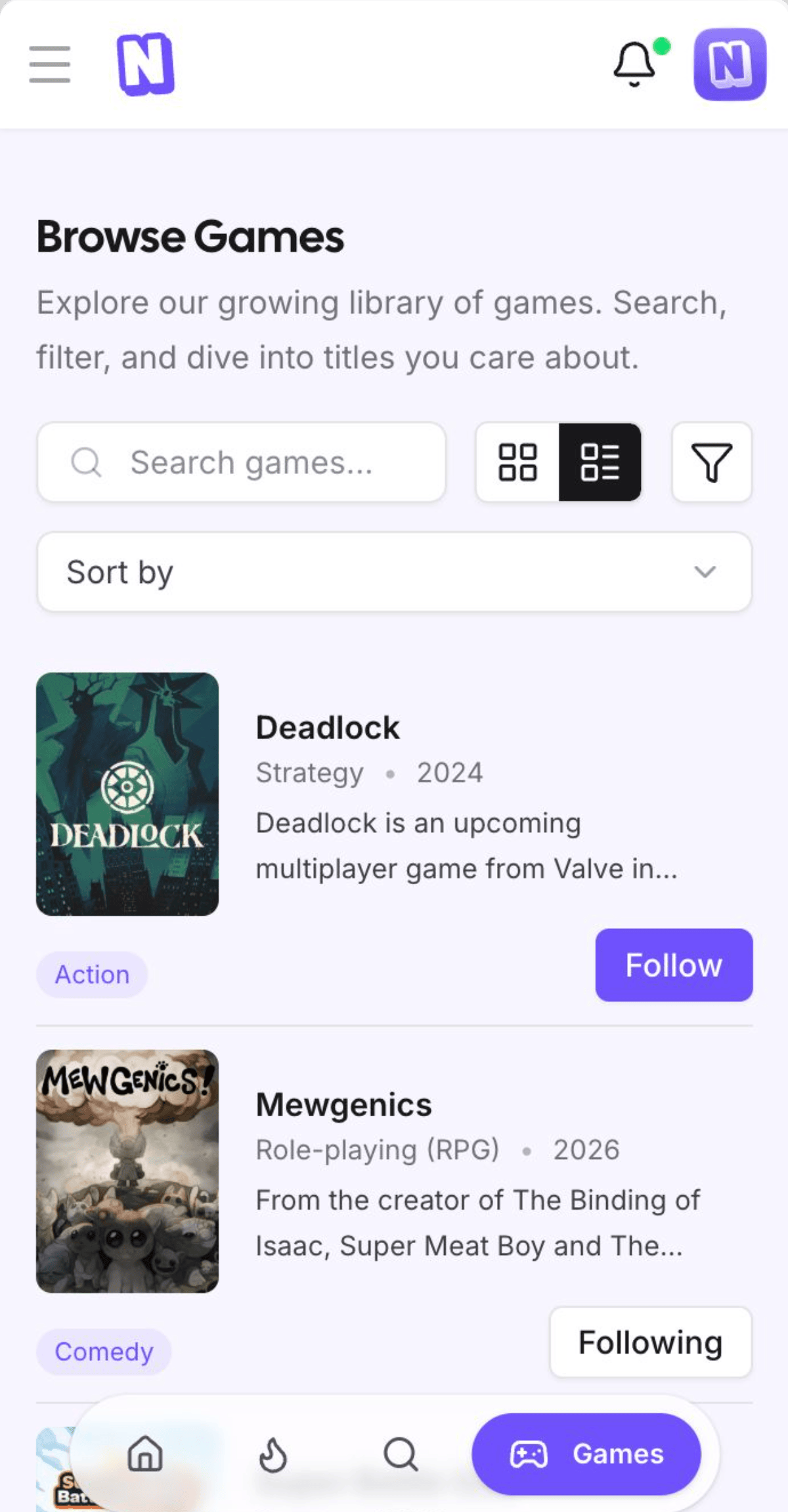 Placeholder image representing game pages and game discovery